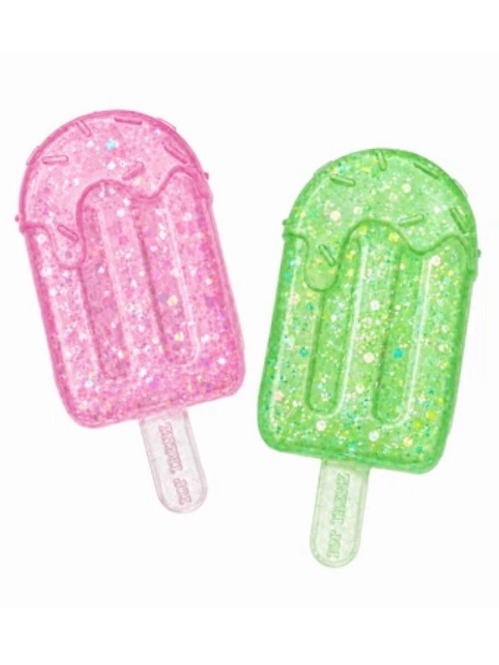 2pk Squishy Top Trenz Ice Glitter Pops Super Popsicle Sugar Squisher Green Pink